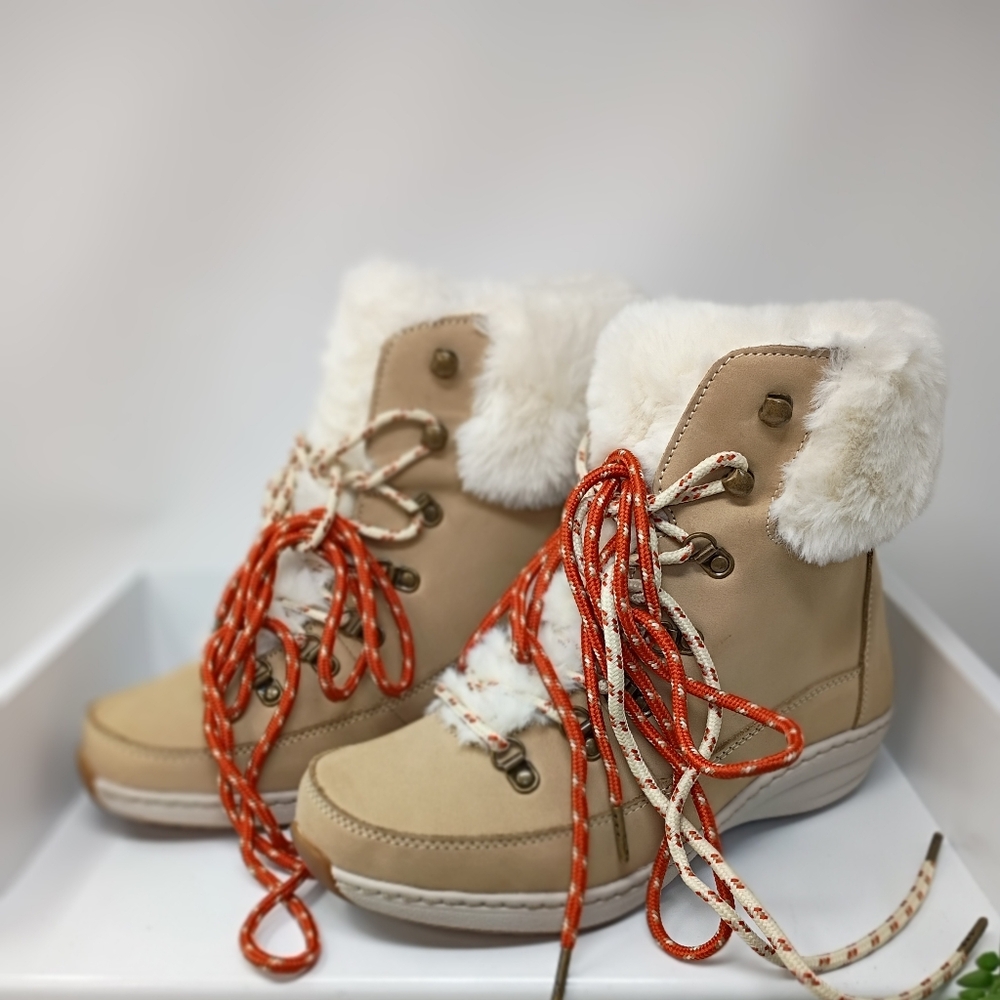 Aetrex Tan and Red Ankle Booties with Stylish Design - Picture 10 of 16